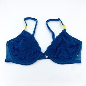 Victoria's Secret Teal Leopard Print Unlined Demi Bra